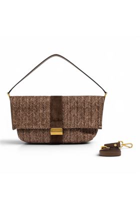 Borsa Gianni Chiarini in paglia intrcciata e camoscio colore cioccolata. GIANNI CHIARINI | 12246-CHOCO